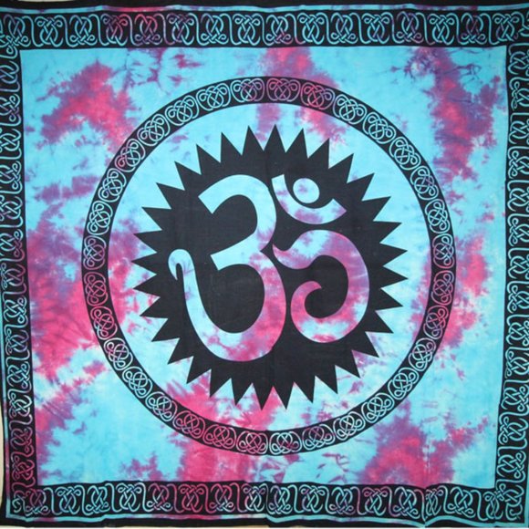 Om Shanti Symbol Tie Dye Tapestry Wall Hanging - Picture 1 of 1